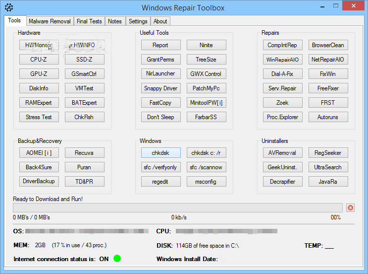 instal Windows Repair Toolbox 3.0.3.7 free